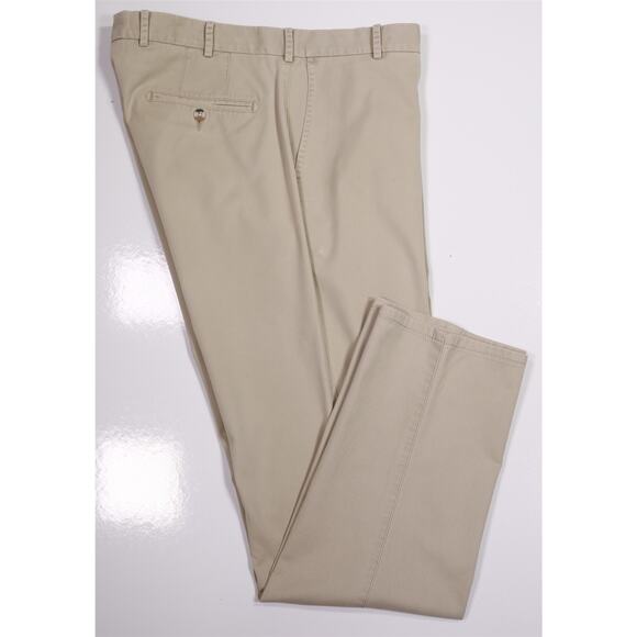 Peter Millar Soft Touch Khaki Tan Flat Front Chino Pants Trousers 35x31 - Picture 1 of 7